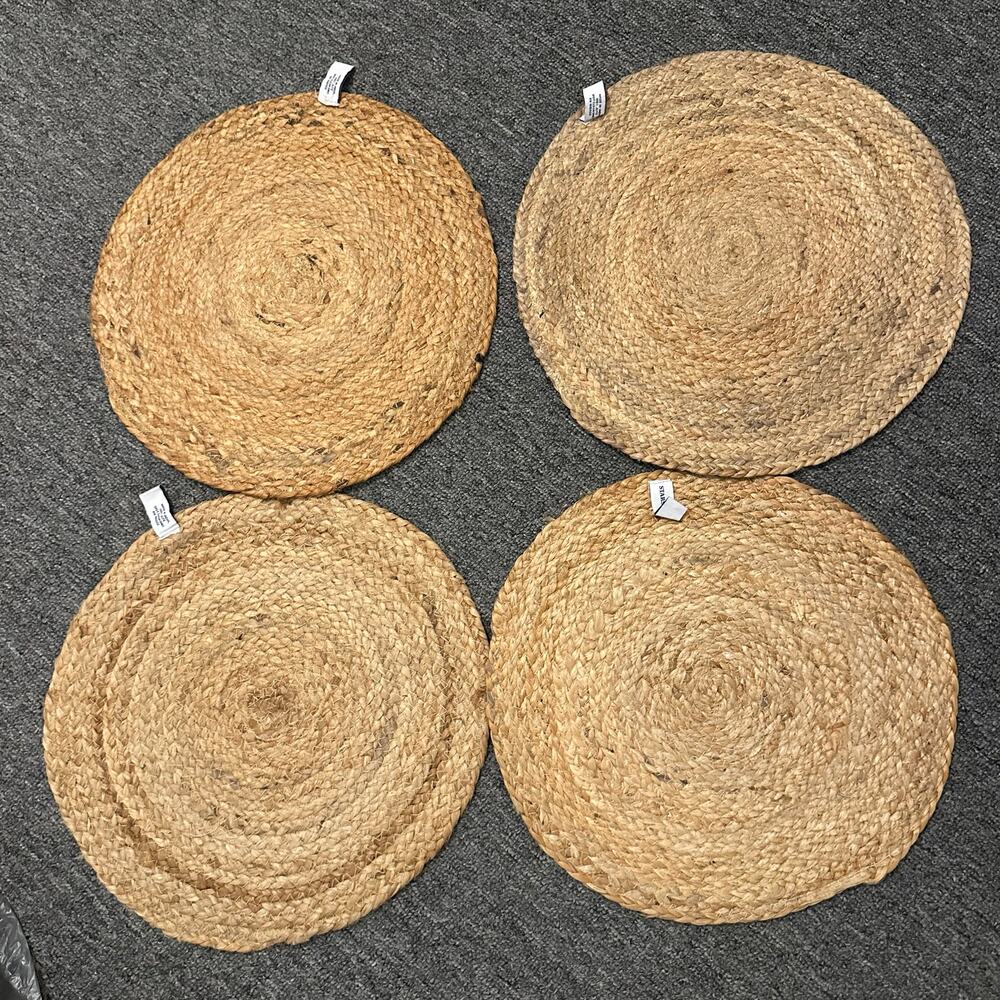 Stars & Stripes Placements Americana Patriotic Navy STAR JUTE ROUND Set of 4 - Picture 6 of 7